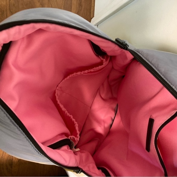 7AM Enfant Voyage Midi Bows Haze Gray/ Purple  Nylon Puffy Backpack - Picture 7 of 10